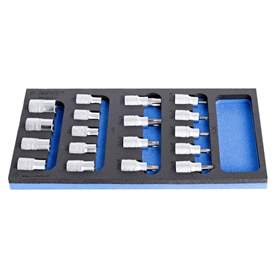 Set capete chei tubulare 1/2' pentru șuruburi cu cap interior și exterior, cu profil TX, UNIOR, 18 piese