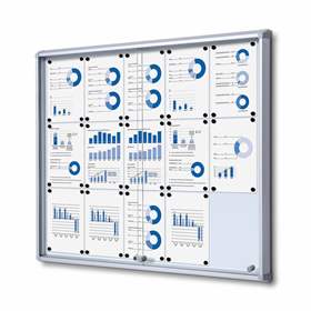 Informační vitrína, s posuvnými dveřmi, bílá magnetická zadní stěna, pro počet listů 15xA4
