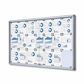Informační vitrína, s posuvnými dveřmi, bílá magnetická zadní stěna, pro počet listů 21xA4