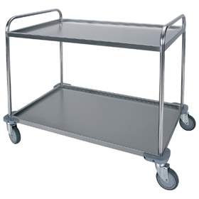 Cărucior cu polițe din oțel inoxidabil, profesional, 2 polițe, HxLxl: 890x730x1150 mm