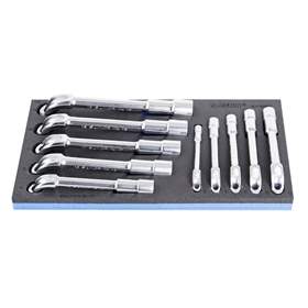 Set de capete cu chei inelare dublu cotite, 6 laturi (8-19), UNIOR, 10 buc.