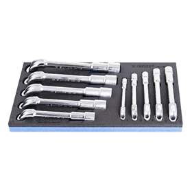 Set de capete cu chei inelare dublu cotite, 12 laturi (8-19), UNIOR, 10 buc.