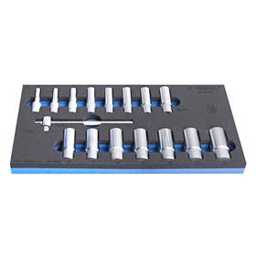 Set de capete chei tubulare lungi antrenare 3/8" (8-22) și antrenor, UNIOR, 16 buc.