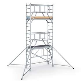 Modulares Aluminium-Gerüst S-Plus mit Räder, Plattform 1,8 x 0,6 m, Plattformhöhe 3,55 m
