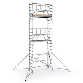 Modulares Aluminium-Gerüst S-Plus mit Räder, Plattform 1,8 x 0,6 m, Plattformhöhe 4,55 m