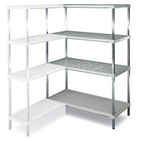 Edelstahl-Steckregal, 4 gelochte PP-Fachböden, H x B x T: 1800x1000x400 mm