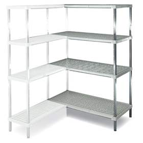 Edelstahl-Steckregal, 4 gelochte PP-Fachböden, H x B x T: 1800x1000x400 mm, Anbau-Element