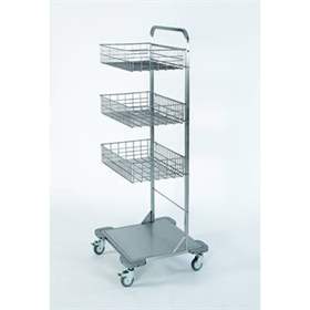 Fahrbare Gitterkorbständer aus Edelstahl, 3 Körbe, HxBxT: 1440x830x550 mm