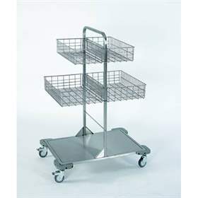 Fahrbare Gitterkorbständer aus Edelstahl, 2x2 Körbe, HxBxT: 1120x830x550 mm