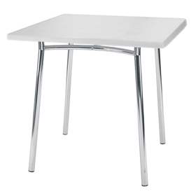 Konferenztisch TIRAMISU, 800 x 800 mm, Gestell verchromt, Tischplatte Lichgrau