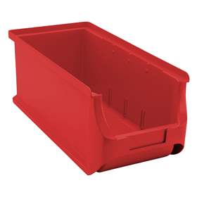 Plastový zásobník s viditelným obsahem, 320 x 150 x 125 mm, barva červená, bal. 18 ks