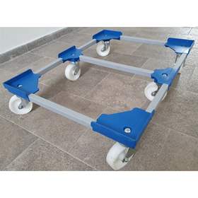 Transportroller VARIABLE 1200 x 800 mm, unterteilt, 6x Lenkrollen mit Kunstoffrädern, Farbe blau