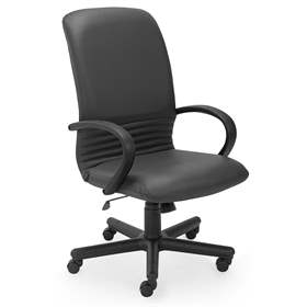 Manager-Sessel MIRAGE, mit Armlehnen, Polyamid-Gestell schwarz, Lederbezug - schwarz