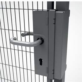 Zámek s klikou pro euro-cylindrickou vložku pro otočné dvoukřídlé dveře