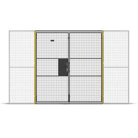 Doppelflügeltür (für Maschinenschutzgitter), Breite 2000 mm, Säulen Gelb/Tür Schwarz