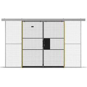 Doppelschibetür (für Maschinenschutzgitter), Breite 2000 mm, Säulen Gelb/Tür Schwarz