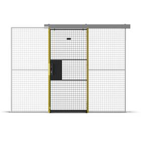 Einfache Schibetür (für Maschinenschutzgitter), Breite 1000 mm, Säulen Gelb/Tür Schwarz