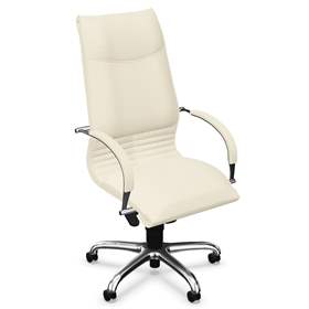 Manager-Sessel ARTUS mit Armlehnen, Stahlgestell verchromt, Kunstlederbezug - beige