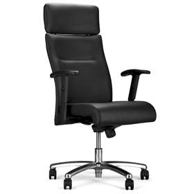 Manager-Sessel NEO-LUX mit Armlehnen, Stahlgestell verchromt, Kunstlederbezug - Schwarz