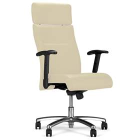 Manager-Sessel NEO-LUX mit Armlehnen, Stahlgestell verchromt, Kunstlederbezug - beige