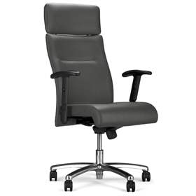 Manager-Sessel NEO-LUX mit Armlehnen, Stahlgestell verchromt, Kunstlederbezug - Dunkelgrau