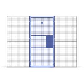 Einflügeltür für Vorhängeschloss, HxB: 2200x1000 mm, Maschenweite 25x25 mm, Farbe Blau