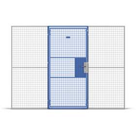 Einflügeltür mit Griff (Euro-Zylinderschloss), HxB: 2200x1000 mm, Maschenweite 25x25 mm, Farbe Blau