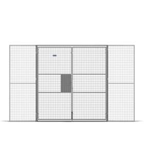 Zweiflügeltür für Vorhängeschloss, HxB: 3000x2000 mm, Maschenweite 25x25 mm, Farbe Grau