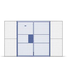 Zweiflügeltür für Vorhängeschloss, HxB: 2200x2000 mm, Maschenweite 25x25 mm, Farbe Blau