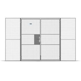 Zweiflügeltür mit Griff (Euro-Zylinderschloss), HxB: 3000x2000 mm, Maschenweite 25x25 mm, Farbe Grau