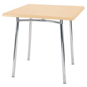 Konferenztisch TIRAMISU, 800 x 800 mm, Gestell verchromt, Tischplatte Ahorn