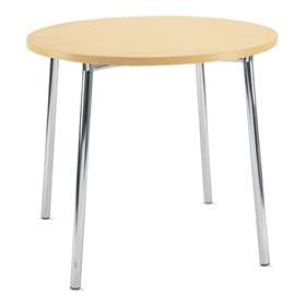 Konferenztisch TIRAMISU, Durchmesser 800 mm, Gestell verchromt, Tischplatte Ahorn