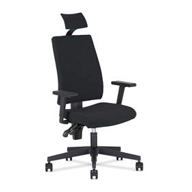 Bürostuhl I-LINE mit Kopfstütze, gepolstert, Bezugsmaterial Basic, Frabe schwarz