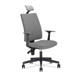 Bürostuhl I-LINE mit Kopfstütze, gepolstert, Bezugsmaterial Basic, Frabe grau