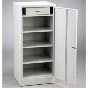 Příruční dílenská skříňka, v x š h: 1000 x 450 x 400 mm, 1 x zásuvka, 3 x police, barva šedá RAL7035/ šedá RAL7035