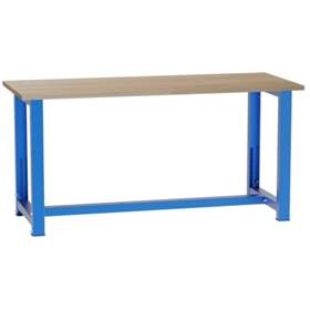 Banc de lucru atelier cu reglare pe înălțime LxlxH 1700x700x827-1027 mm Kovona, traversă inferior, albastru RAL5012