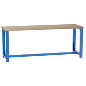 Banc de lucru atelier cu reglare pe înălțime LxlxH 2100x700x827-1027 mm Kovona, traversă inferior, albastru RAL5012