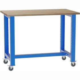 Banc de lucru atelier mobil LxlxH 1200x700x928 mm Kovona, traversă inferioara, albastru RAL5012