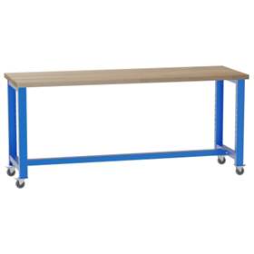 Banc de lucru atelier mobil LxlxH 2100x700x928 mm Kovona, traversă inferioara, albastru RAL5012