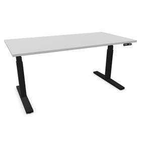 Bürotisch 1600x800 mm, elektrisch höhenverstellbar 620-1270 mm, Tischdesk grau / Gestell schwarz