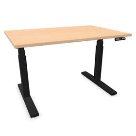 Bürotisch 1200x800 mm, elektrisch höhenverstellbar 620-1270 mm, Tischdesk Ahorn / Gestell schwarz