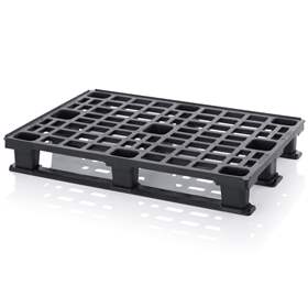 Kunststoff-Leichtpalette 1200 x 800 mm, Schwarz, mit Kufen