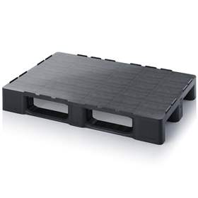 Mediumpalette 1200 x 800 mm, mit geschlossenem Deck, Schwarz, mit Kufen