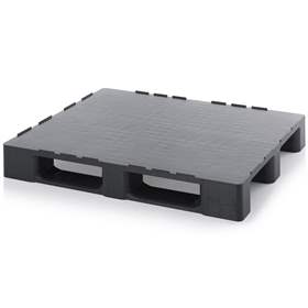 Mediumpalette 1200 x 1000 mm, mit geschlossenem Deck, Schwarz, mit Kufen