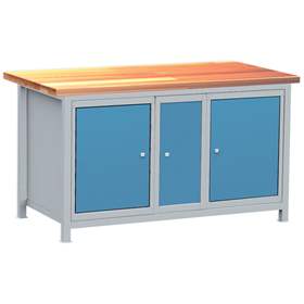 Professionelle Werkbank, 3 Schränke, Buchen-Arbeitsplatte, 1500x750 mm