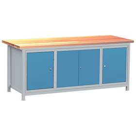 Professionelle Werkbank, 3 Schränke, Buchen-Arbeitsplatte, 2000x750 mm