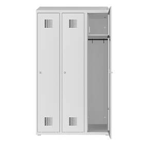 Dulap pentru vestiar cu posibilitate de încărcare a dispozitivelor electronice, 3 x 300 mm, 230V SCHUKO, uși gri RAL7035