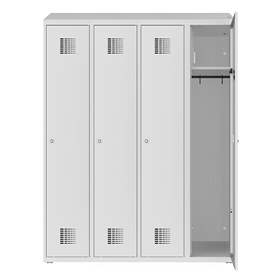 Dulap pentru vestiar cu posibilitate de încărcare a dispozitivelor electronice, 4 x 300 mm, 230V SCHUKO, uși gri RAL7035