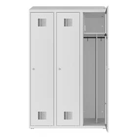 Dulap pentru vestiar cu posibilitate de încărcare a dispozitivelor electronice, 3 x 400 mm, 230V SCHUKO, uși gri RAL7035
