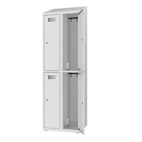 Ladeschrank mit 4 Schließfächern, 230V SCHUKO, HxBxT: 1800x600x500 mm, Türfarbe Grau RAL7035